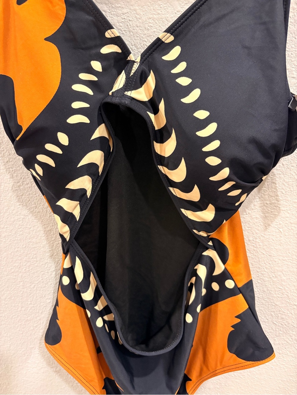 Commense Black, Orange & Cream Cut Out One-Piece - Picture 3 of 5